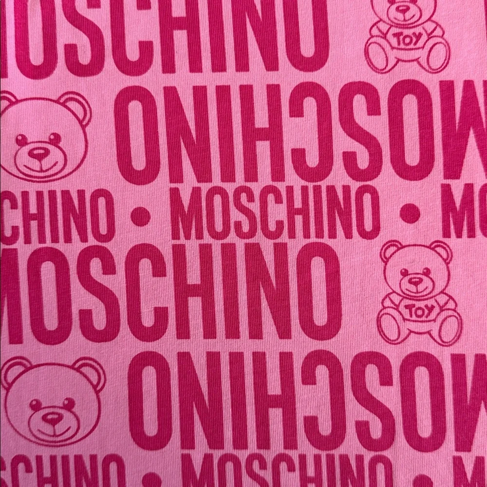 Moschino Teen | 2020 Teddy Bear Allover Logo Drop Waist High Low Dress Pink 14 - Picture 7 of 15